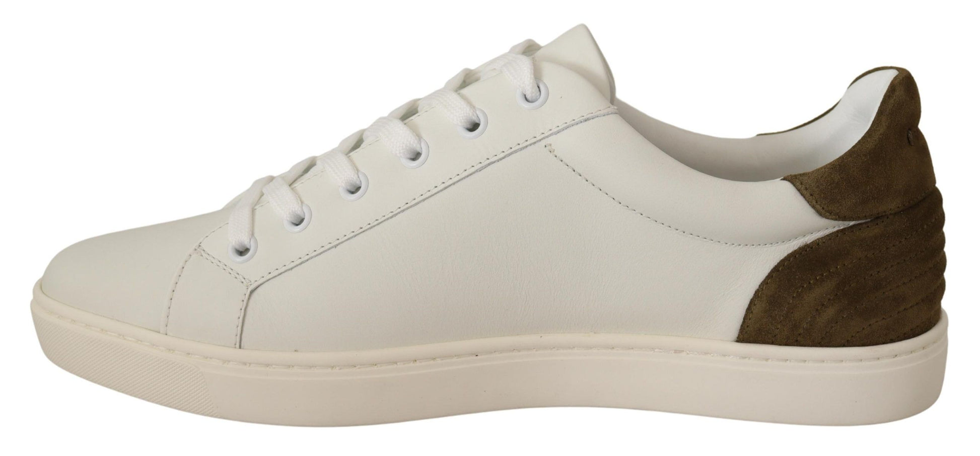 Dolce & Gabbana White Suede Leather Mens Low Tops Sneakers Dolce & Gabbana