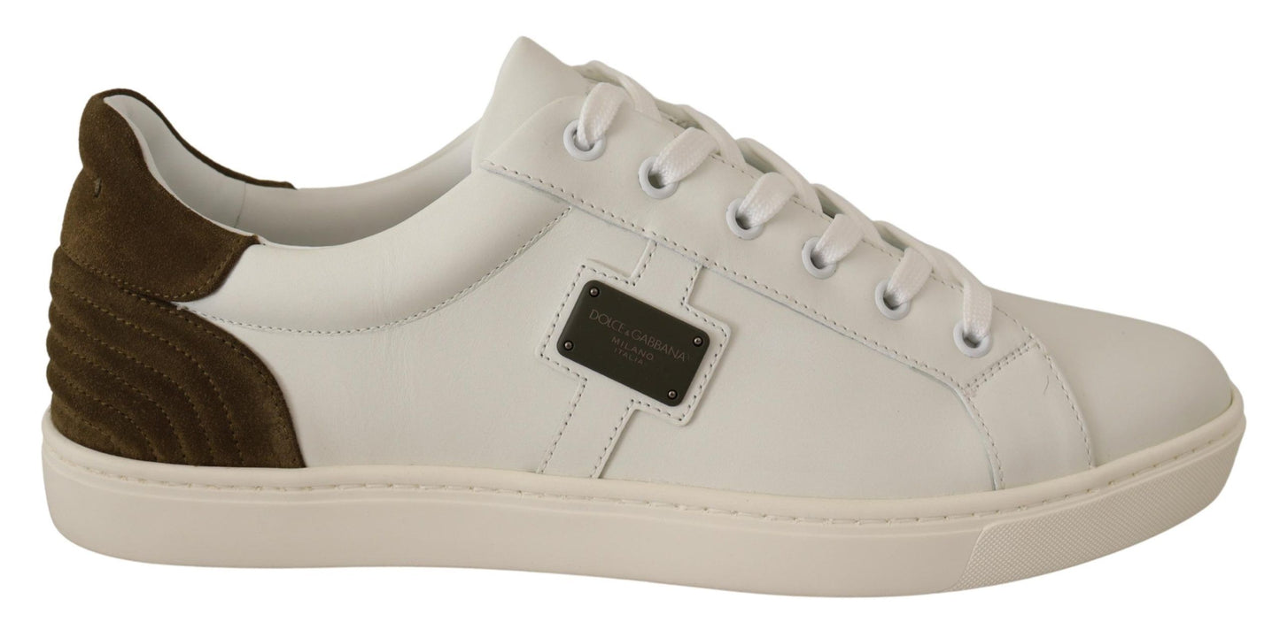 Dolce & Gabbana White Suede Leather Mens Low Tops Sneakers Dolce & Gabbana