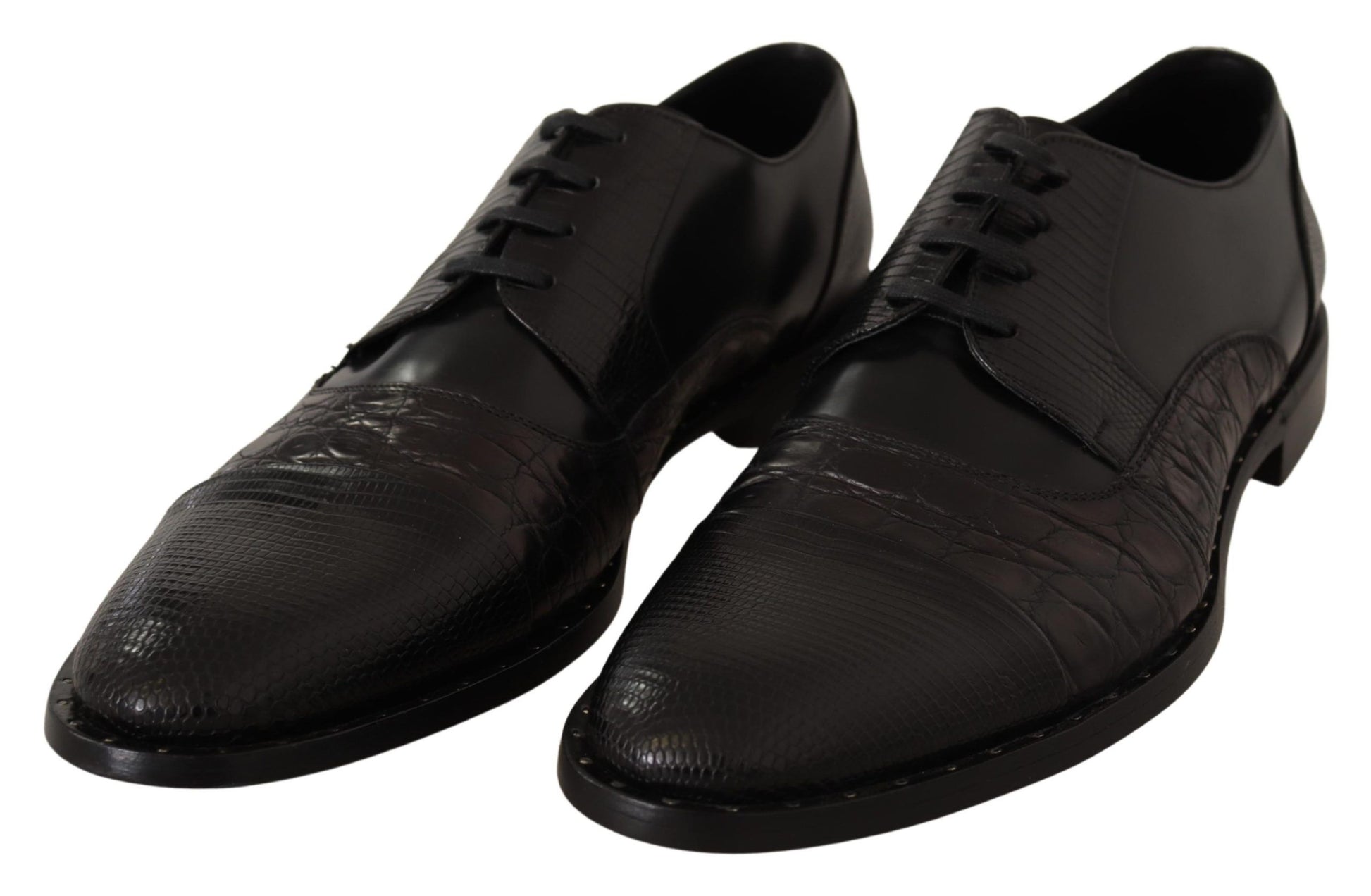 Dolce & Gabbana Black Leather Exotic Skins Formal Shoes Dolce & Gabbana