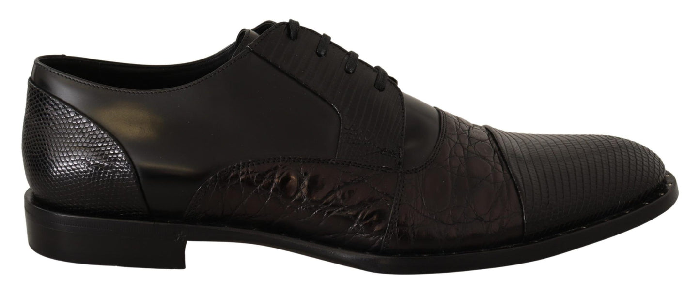 Dolce & Gabbana Black Leather Exotic Skins Formal Shoes Dolce & Gabbana
