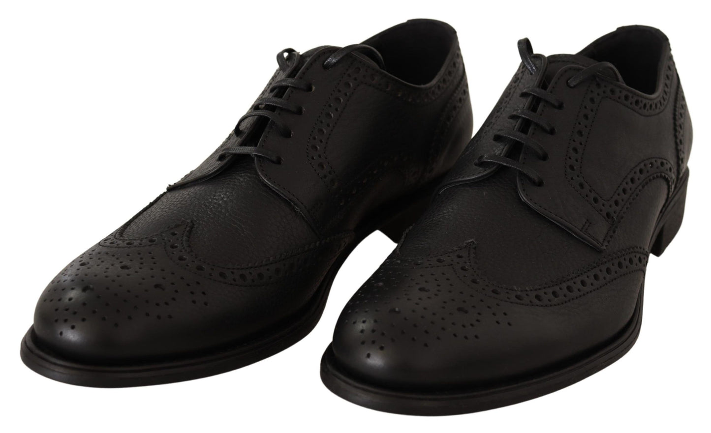 Dolce & Gabbana Black Leather Oxford Wingtip Formal Dress Shoes Dolce & Gabbana