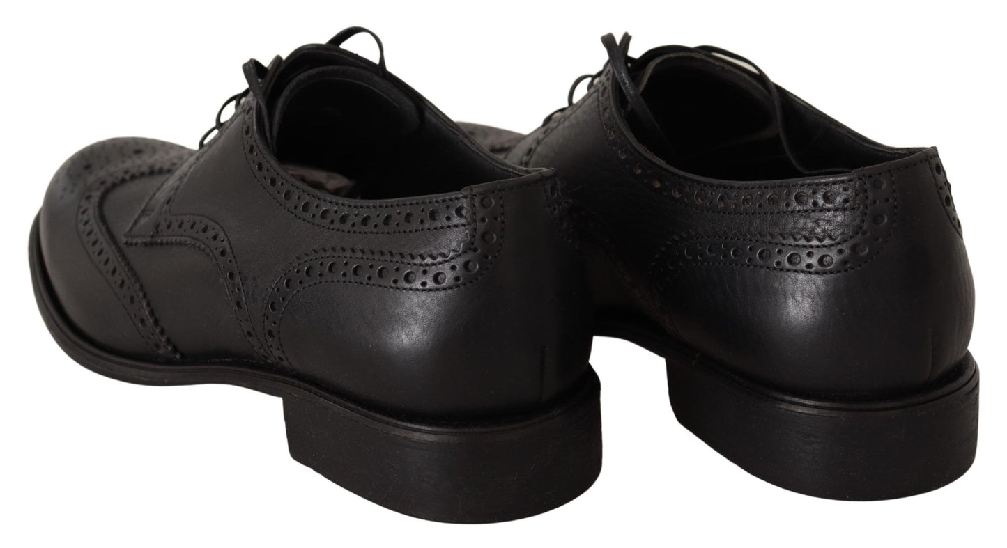 Dolce & Gabbana Black Leather Oxford Wingtip Formal Dress Shoes Dolce & Gabbana
