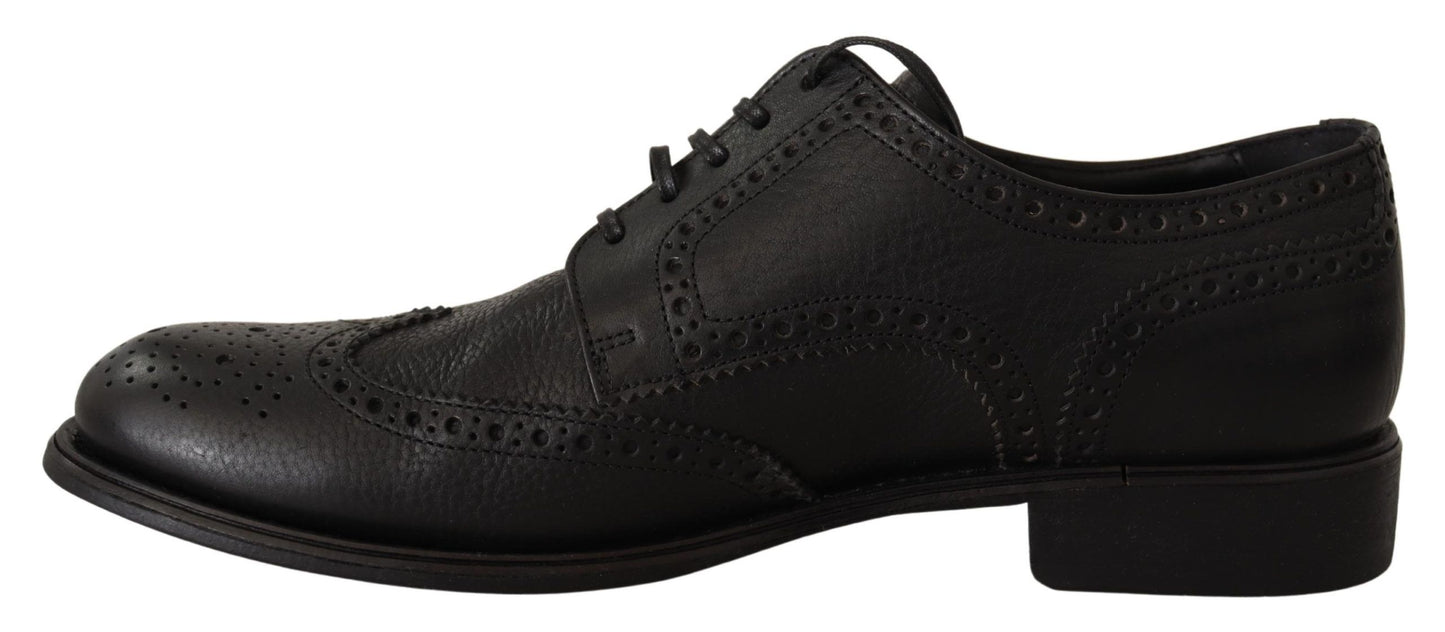 Dolce & Gabbana Black Leather Oxford Wingtip Formal Dress Shoes Dolce & Gabbana