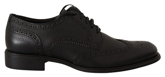 Dolce & Gabbana Black Leather Oxford Wingtip Formal Dress Shoes Dolce & Gabbana