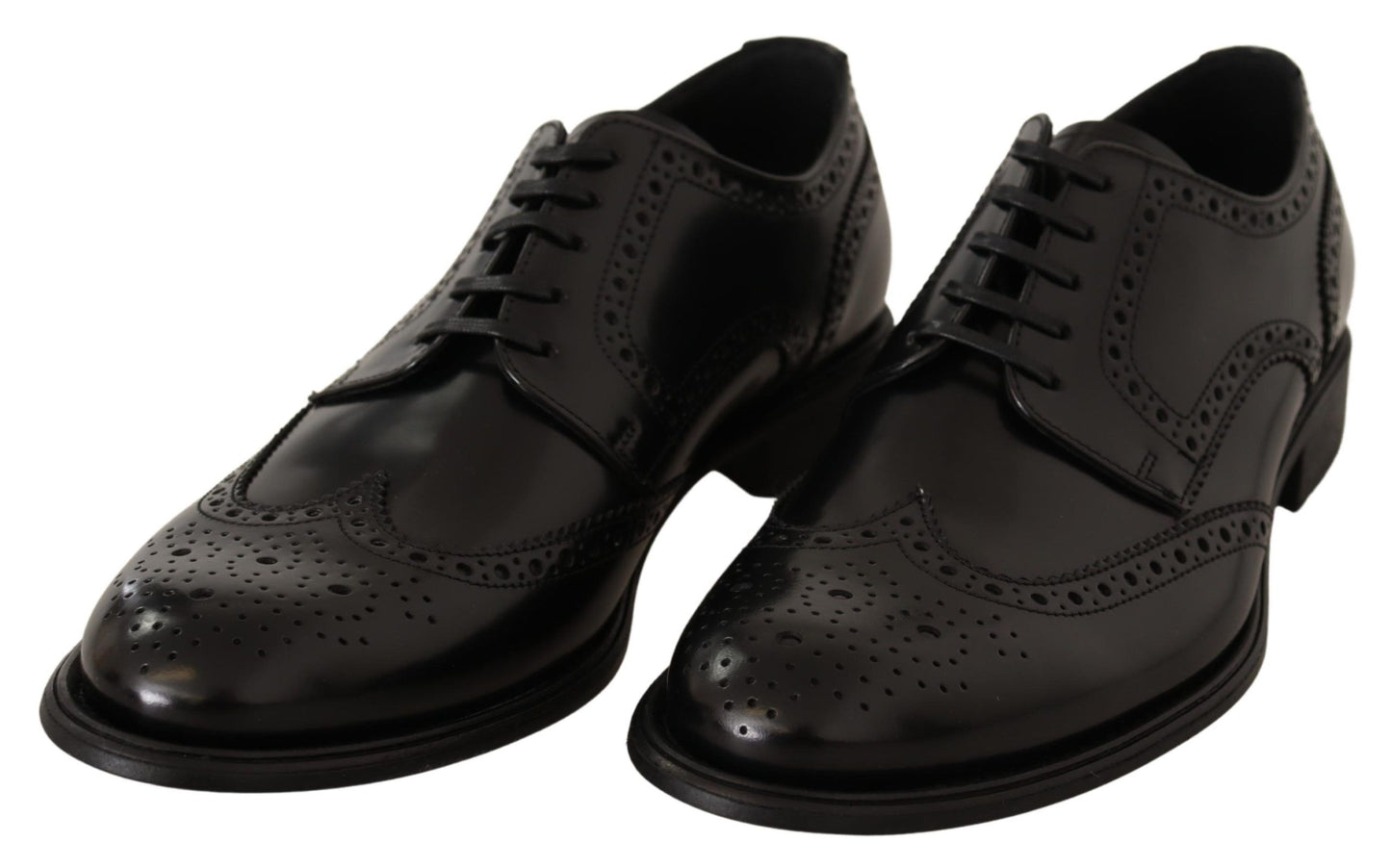 Dolce & Gabbana Black Leather Oxford Wingtip Formal Shoes Dolce & Gabbana