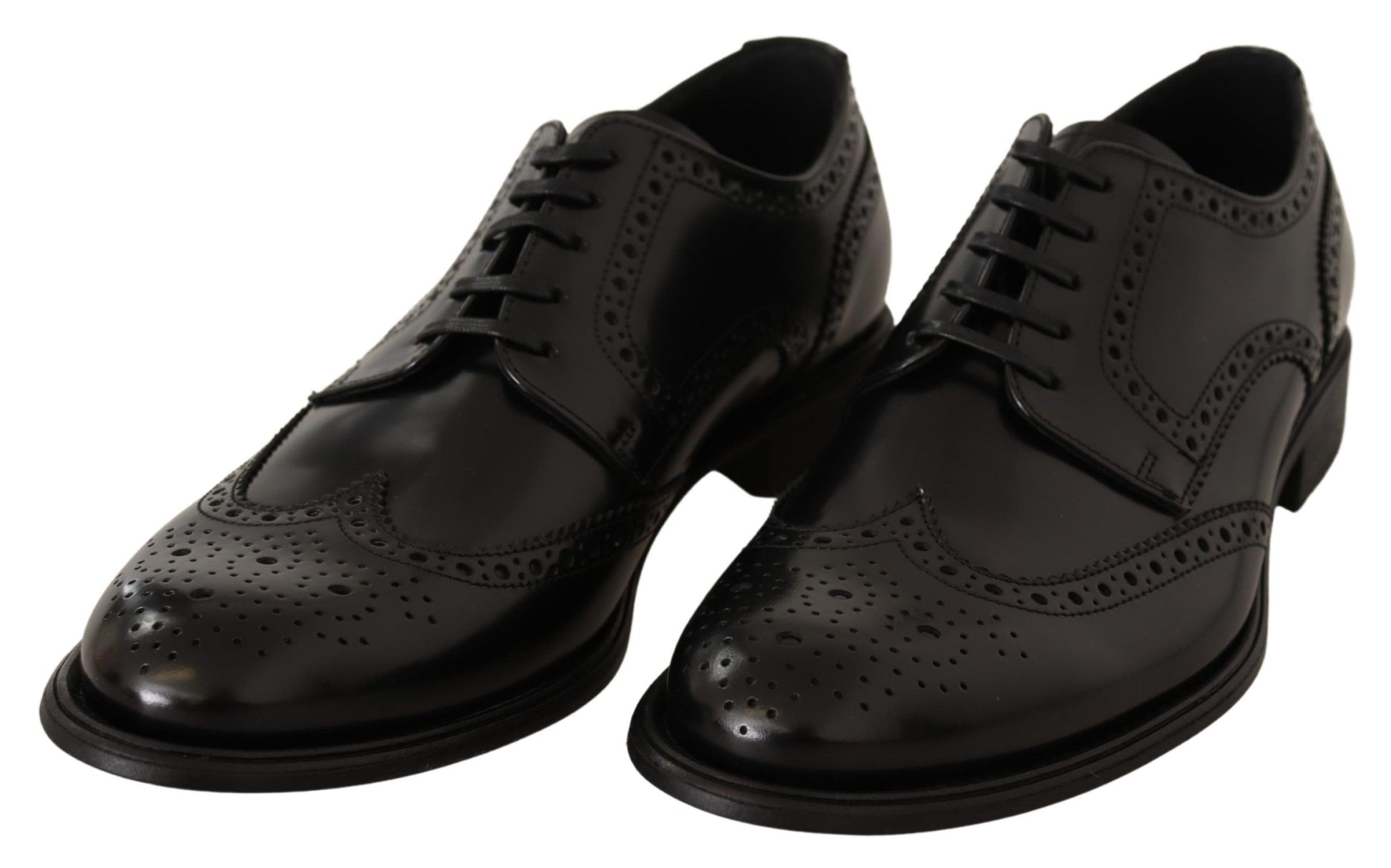 Dolce & Gabbana Black Leather Oxford Wingtip Formal Shoes Dolce & Gabbana
