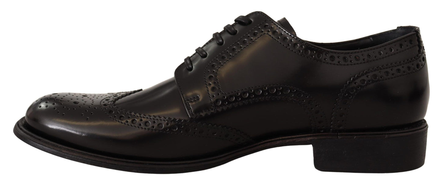 Dolce & Gabbana Black Leather Oxford Wingtip Formal Shoes Dolce & Gabbana