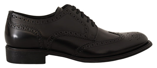 Dolce & Gabbana Black Leather Oxford Wingtip Formal Shoes Dolce & Gabbana