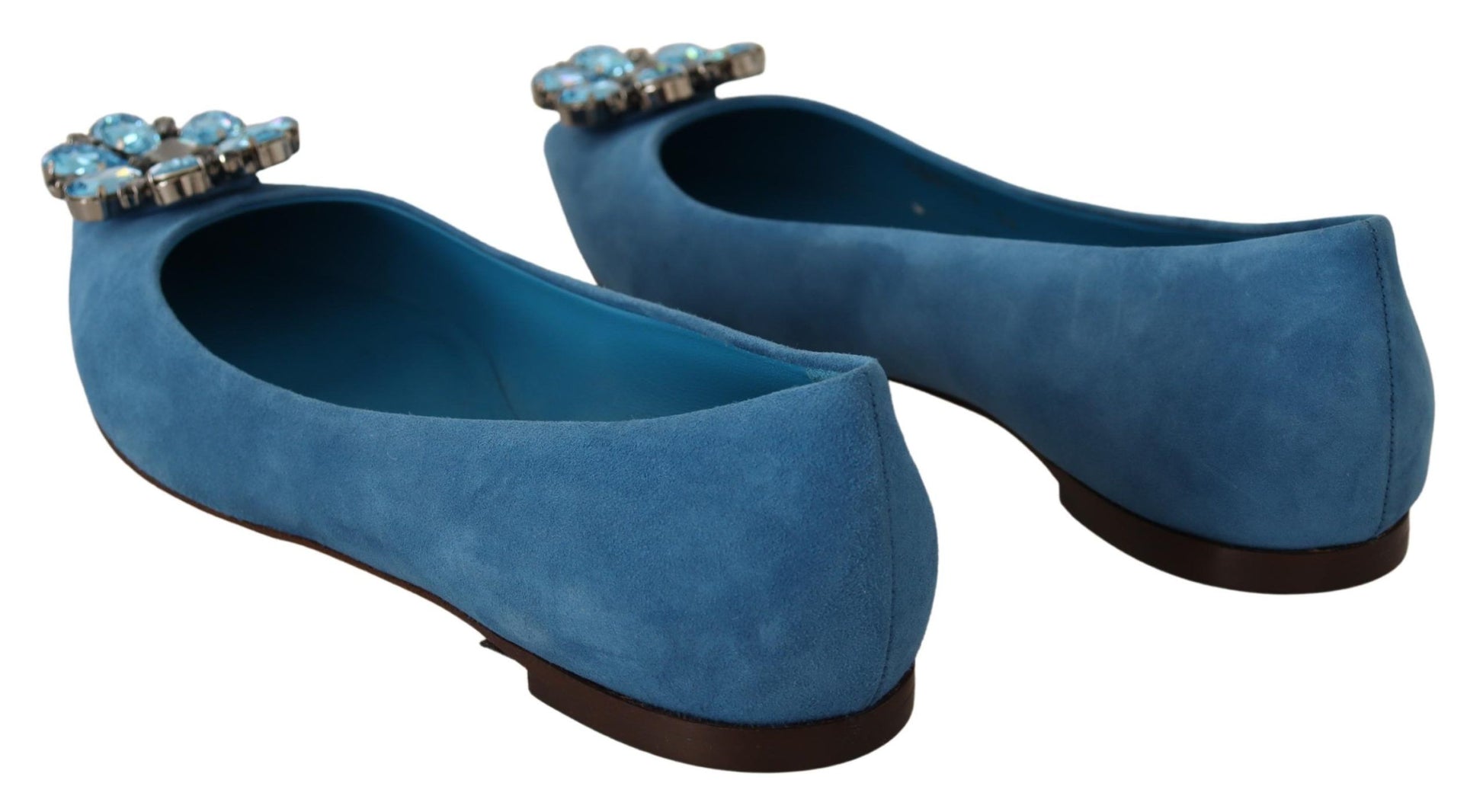 Dolce & Gabbana Blue Suede Crystals Loafers Flats Shoes Dolce & Gabbana