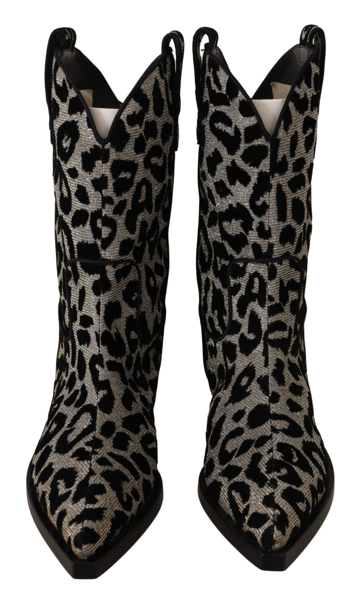 Dolce & Gabbana Gray Black Leopard Cowboy Boots Shoes Dolce & Gabbana