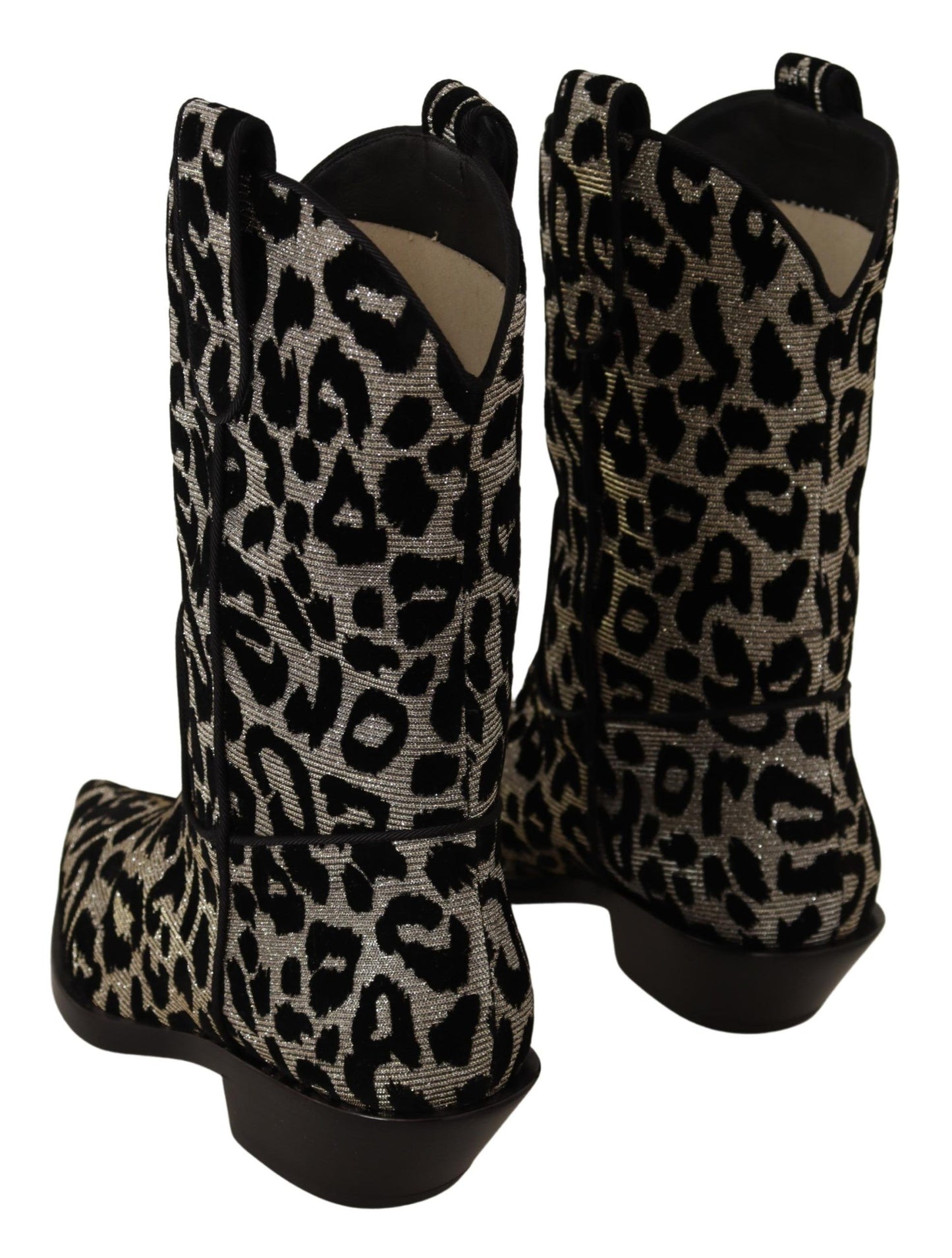 Dolce & Gabbana Gray Black Leopard Cowboy Boots Shoes Dolce & Gabbana