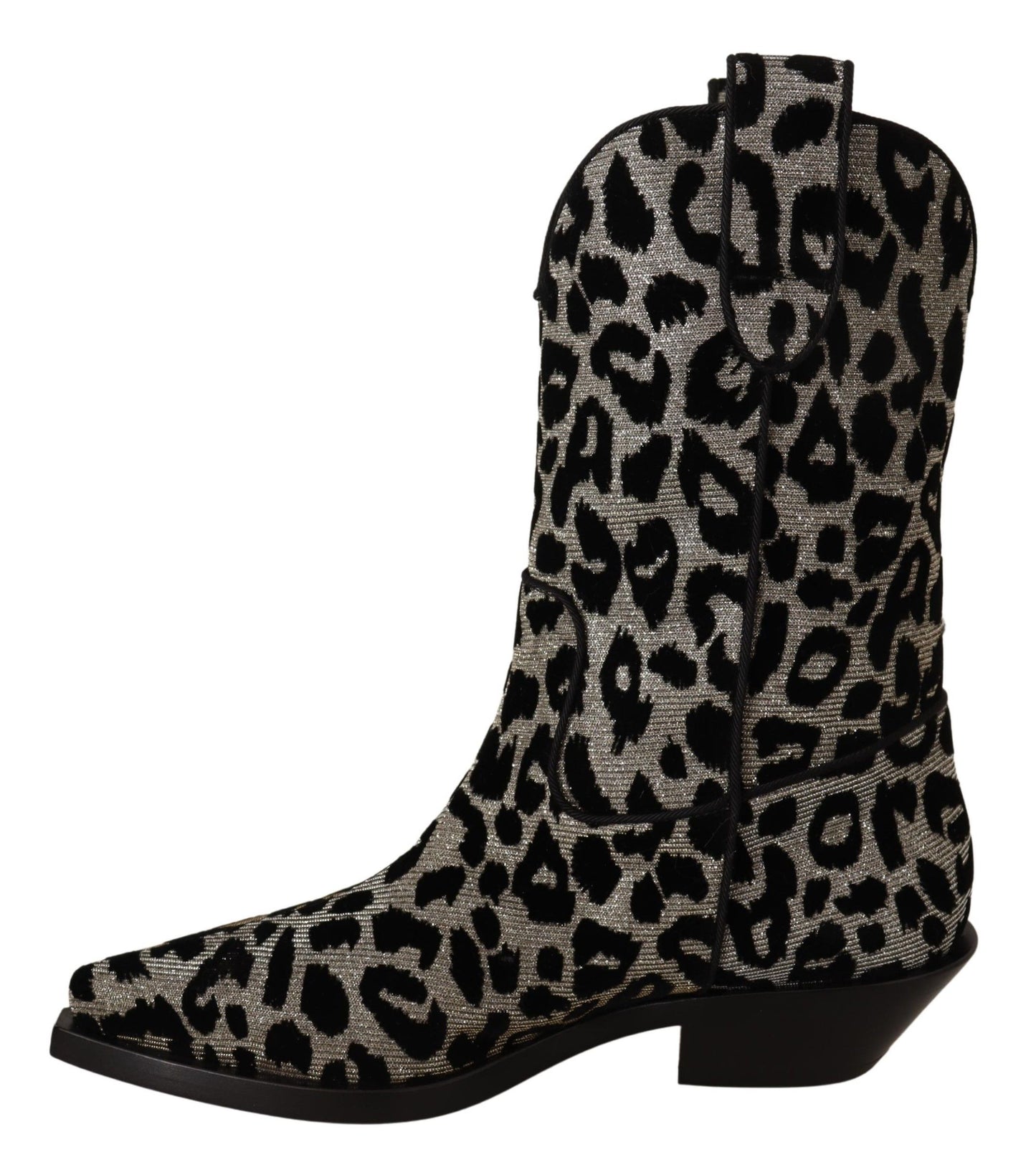 Dolce & Gabbana Gray Black Leopard Cowboy Boots Shoes Dolce & Gabbana