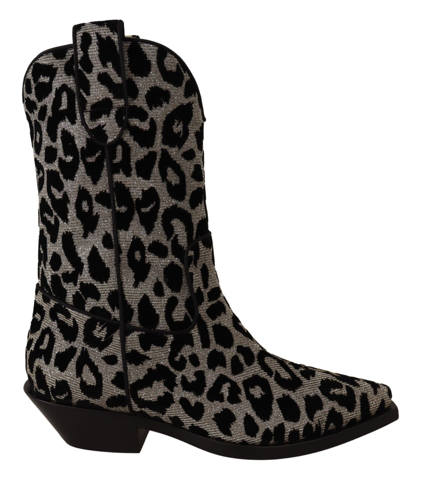 Dolce & Gabbana Gray Black Leopard Cowboy Boots Shoes Dolce & Gabbana