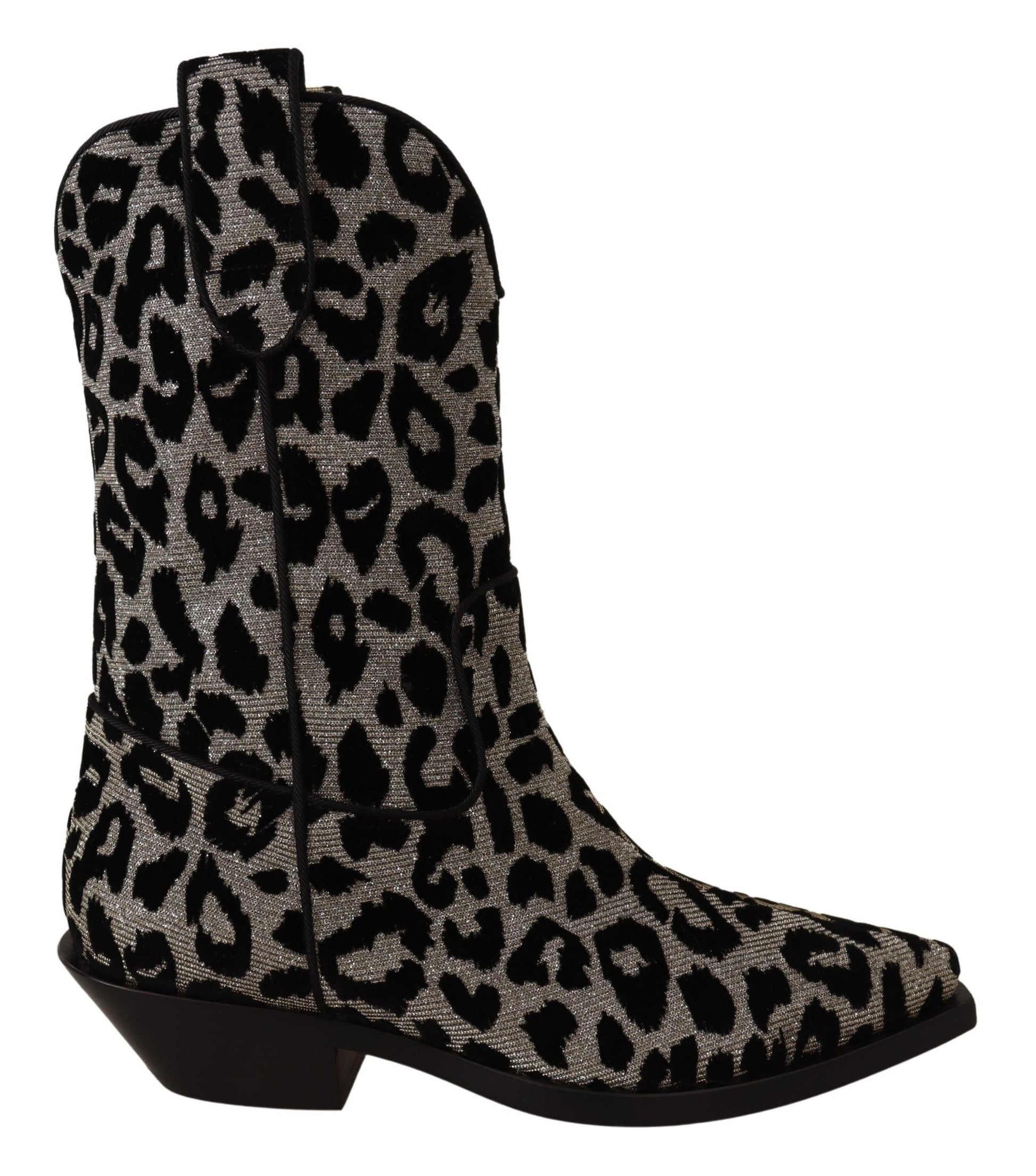 Dolce & Gabbana Gray Black Leopard Cowboy Boots Shoes Dolce & Gabbana