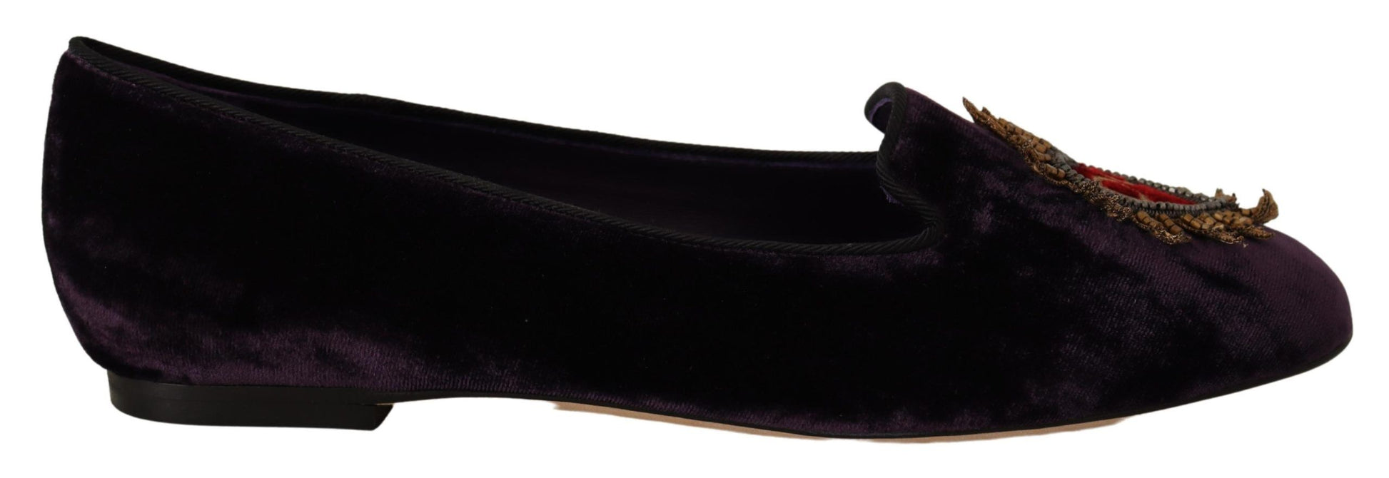 Dolce & Gabbana Purple Velvet DG Heart Loafers Flats Shoes Dolce & Gabbana
