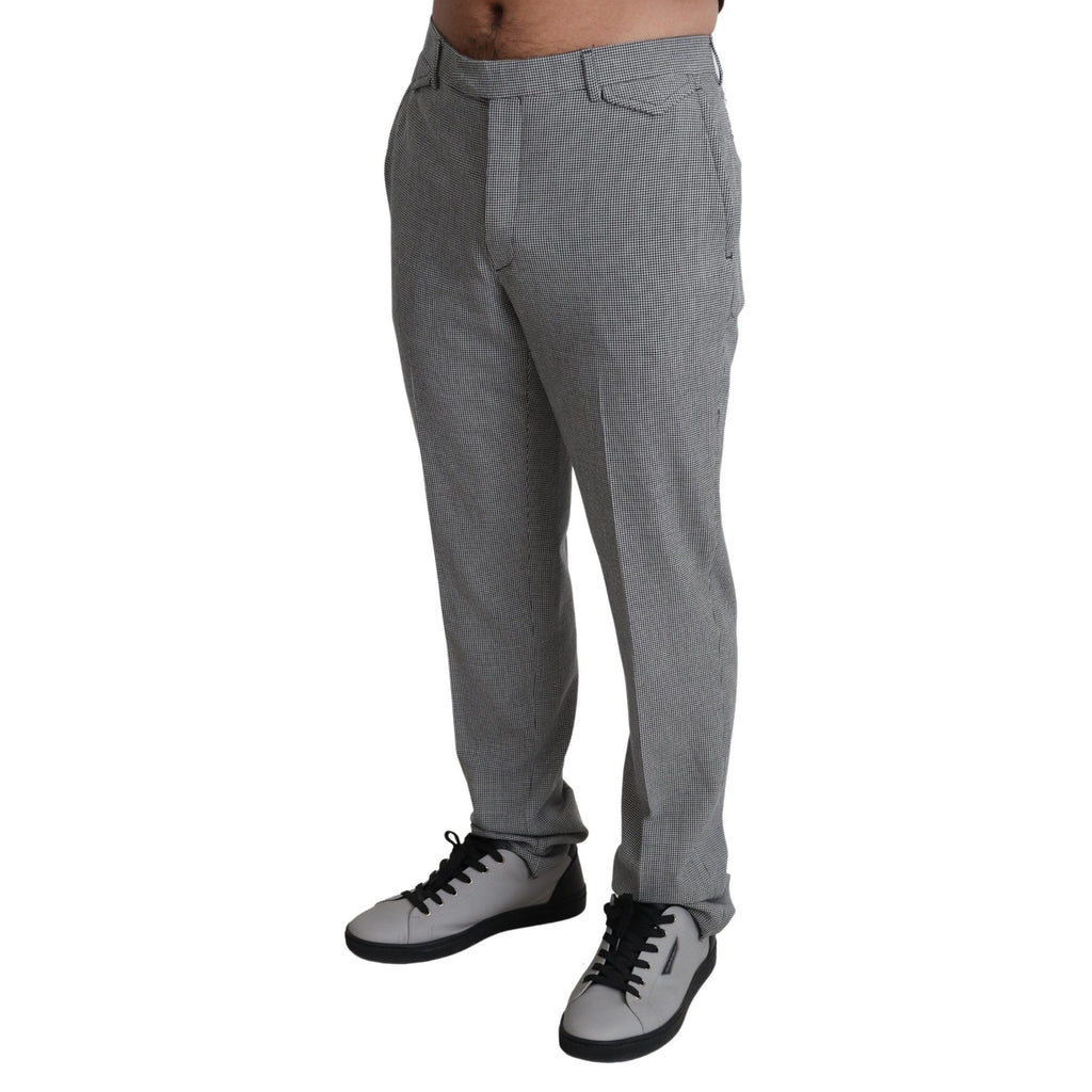 BENCIVENGA Gray Wool Checkered Dress Men Formal Trouser Pants