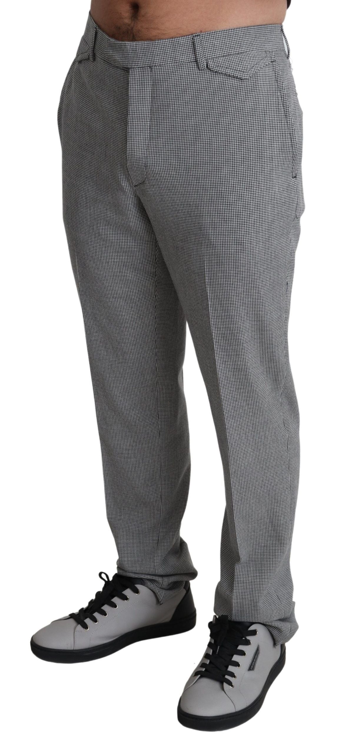 BENCIVENGA Gray Wool Checkered Dress Men Formal Trouser Pants BENCIVENGA