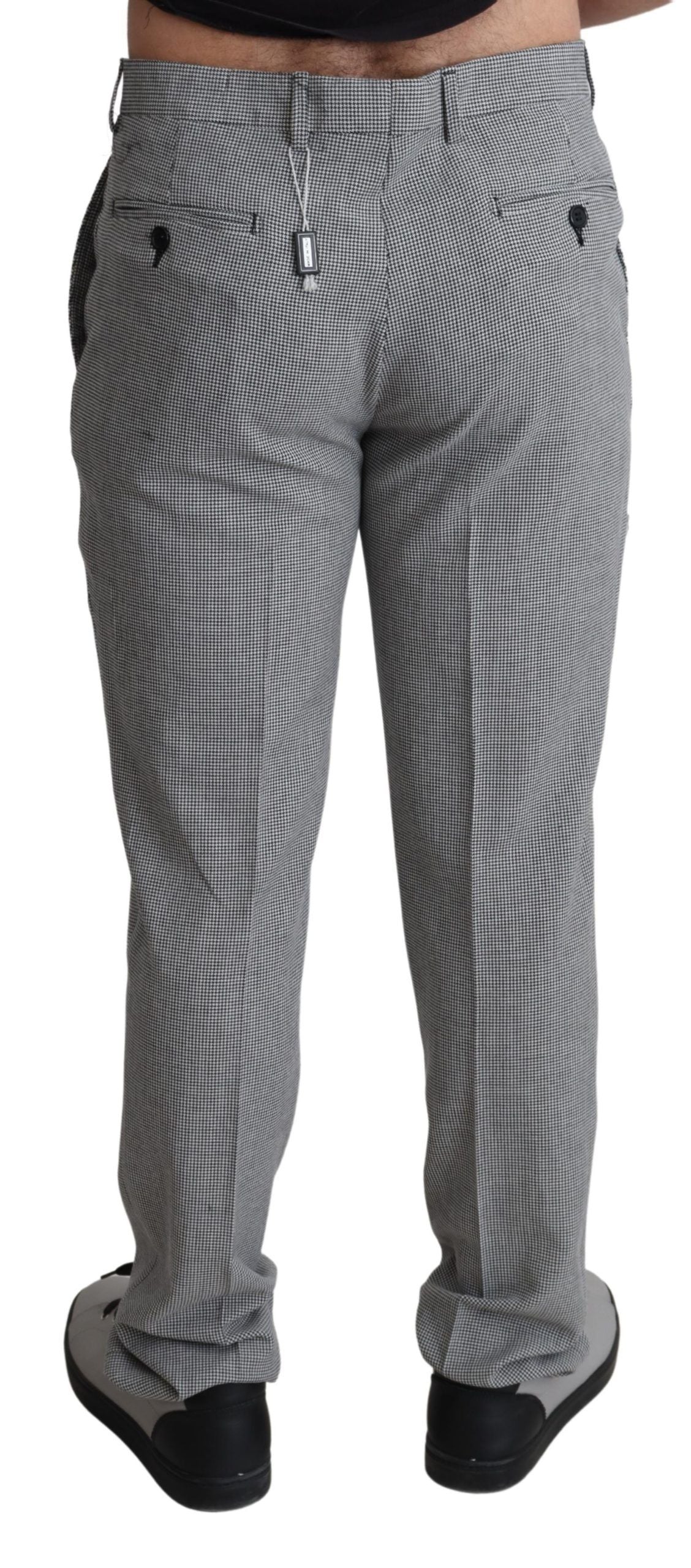 BENCIVENGA Gray Wool Checkered Dress Men Formal Trouser Pants BENCIVENGA