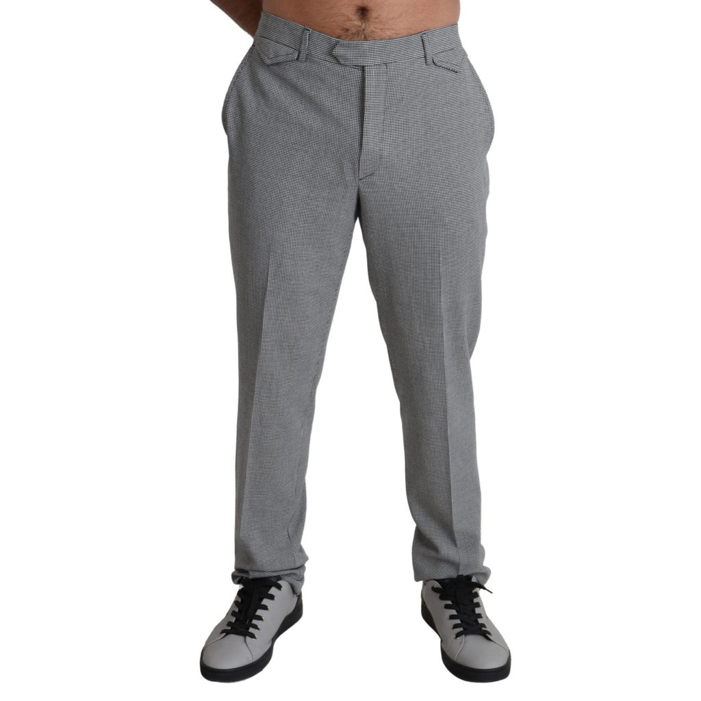 BENCIVENGA Gray Wool Checkered Dress Men Formal Trouser Pants