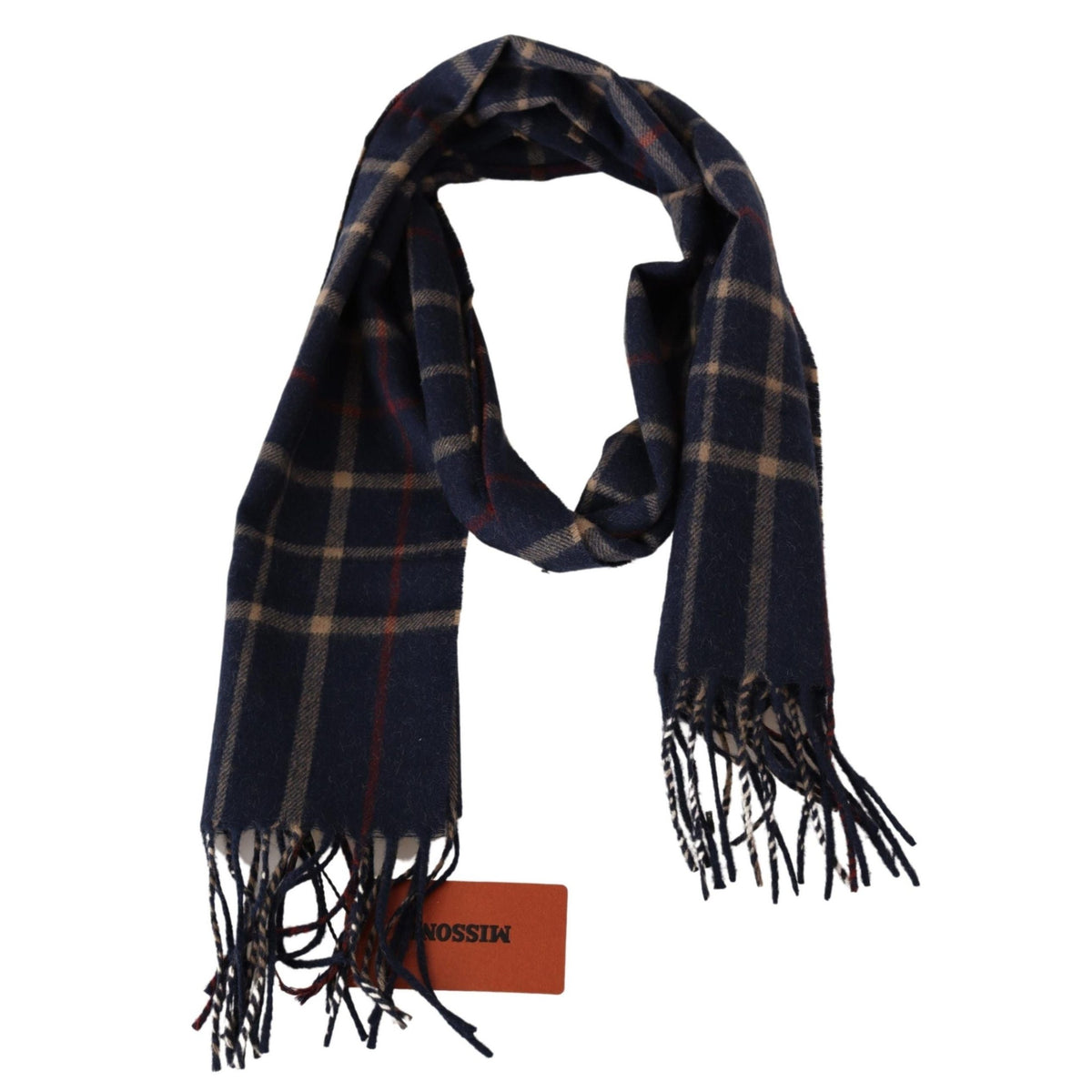 Missoni Black Checkered Unisex Neck Wrap Fringes Scarf