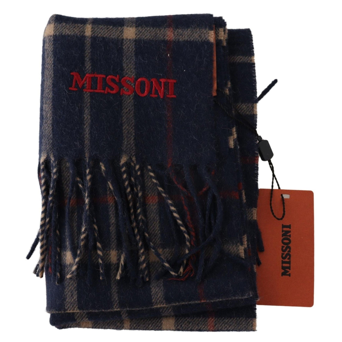 Missoni Black Checkered Unisex Neck Wrap Fringes Scarf