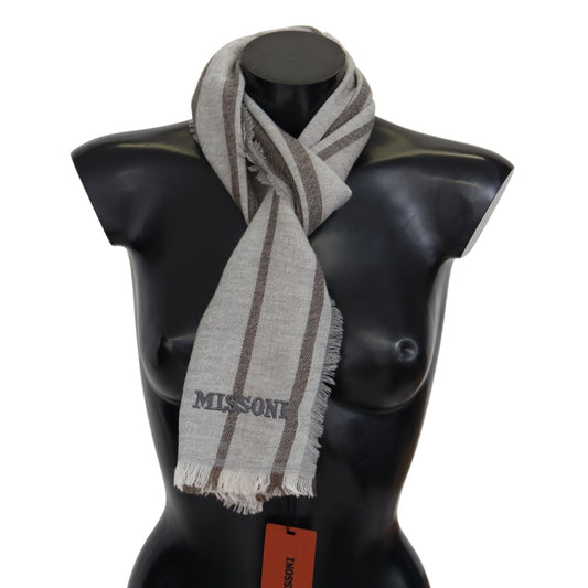 Missoni Multicolor Striped Wool Unisex Neck Wrap Scarf