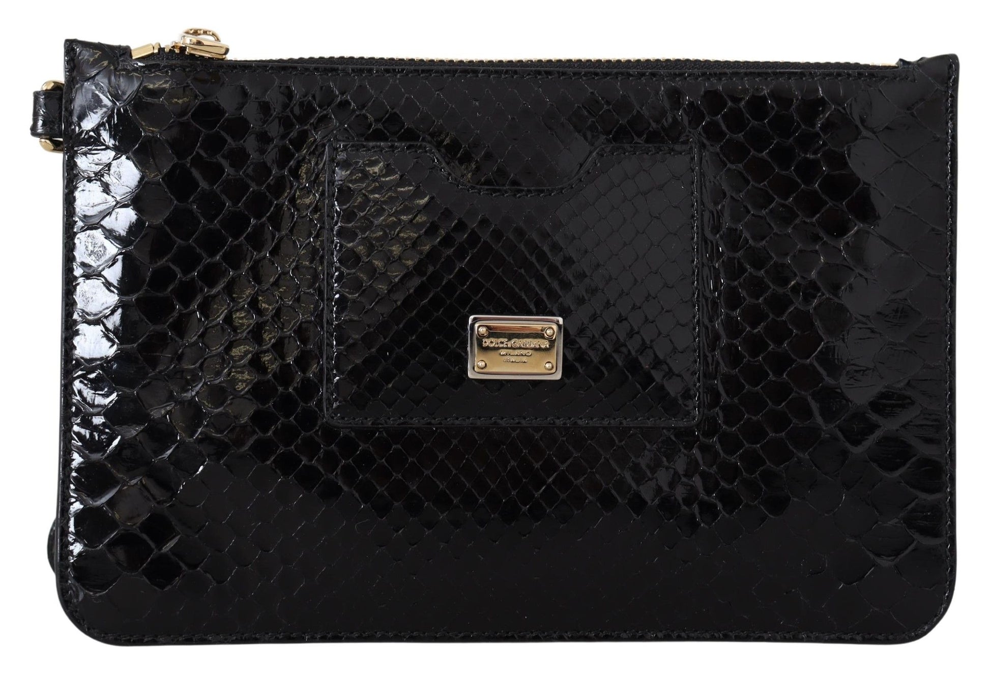 Dolce & Gabbana Black Leather Coin Purse Wristlet Mirror Agnese Wallet Dolce & Gabbana