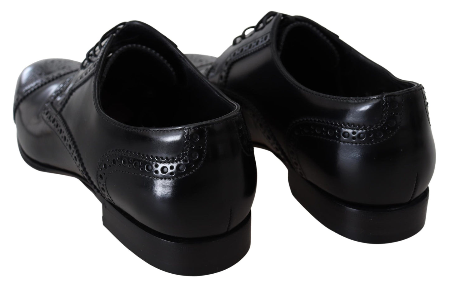 Dolce & Gabbana Black Leather Men Derby Formal Loafers Shoes Dolce & Gabbana