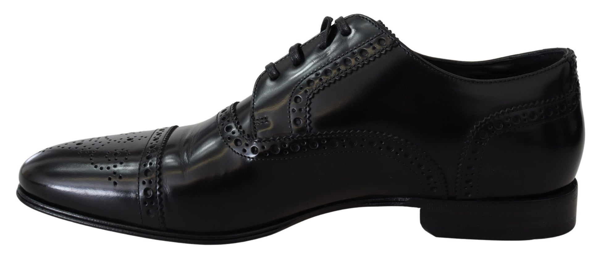 Dolce & Gabbana Black Leather Men Derby Formal Loafers Shoes Dolce & Gabbana