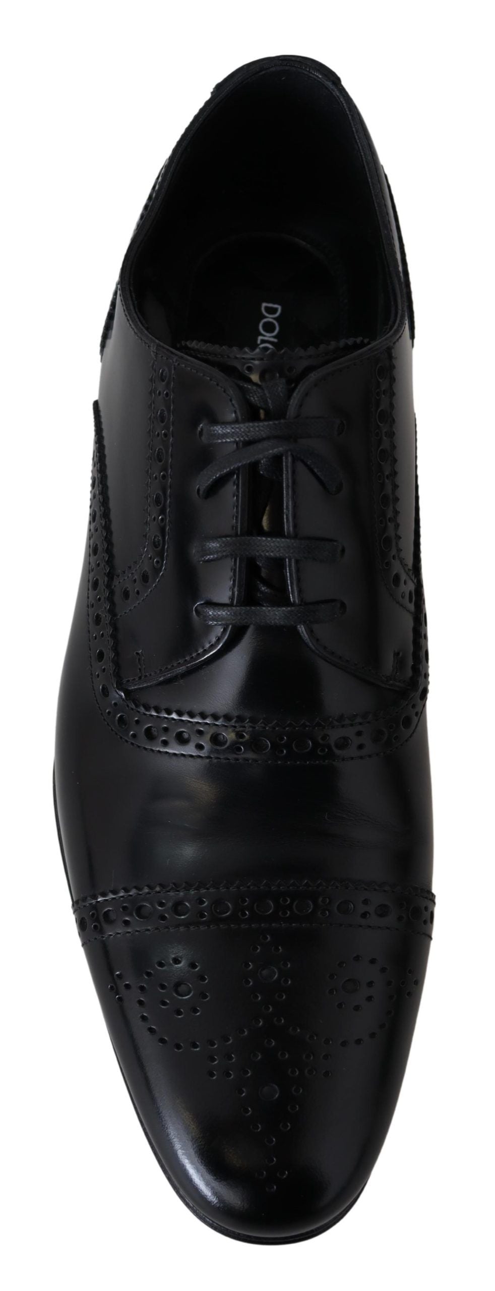 Dolce & Gabbana Black Leather Men Derby Formal Loafers Shoes Dolce & Gabbana