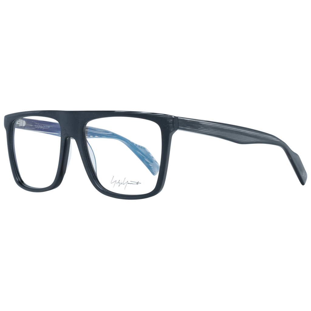 Yohji Yamamoto black plastic glasses frames with sleek, modern design and clear lenses, stylish eyewear for contemporary fashion.
