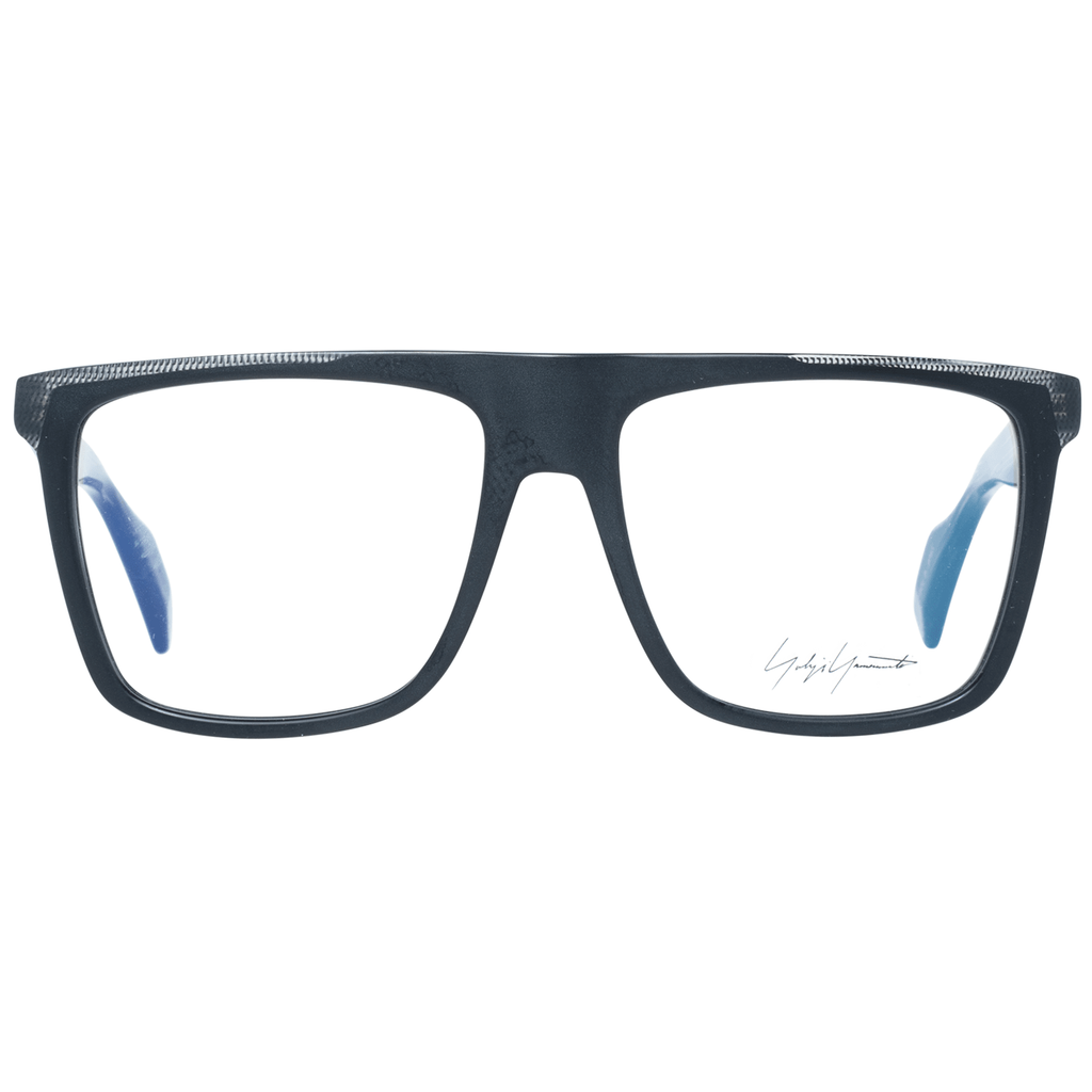 Yohji Yamamoto black plastic eyeglass frames with a sleek, modern design, showcasing lightweight, stylish eyewear.