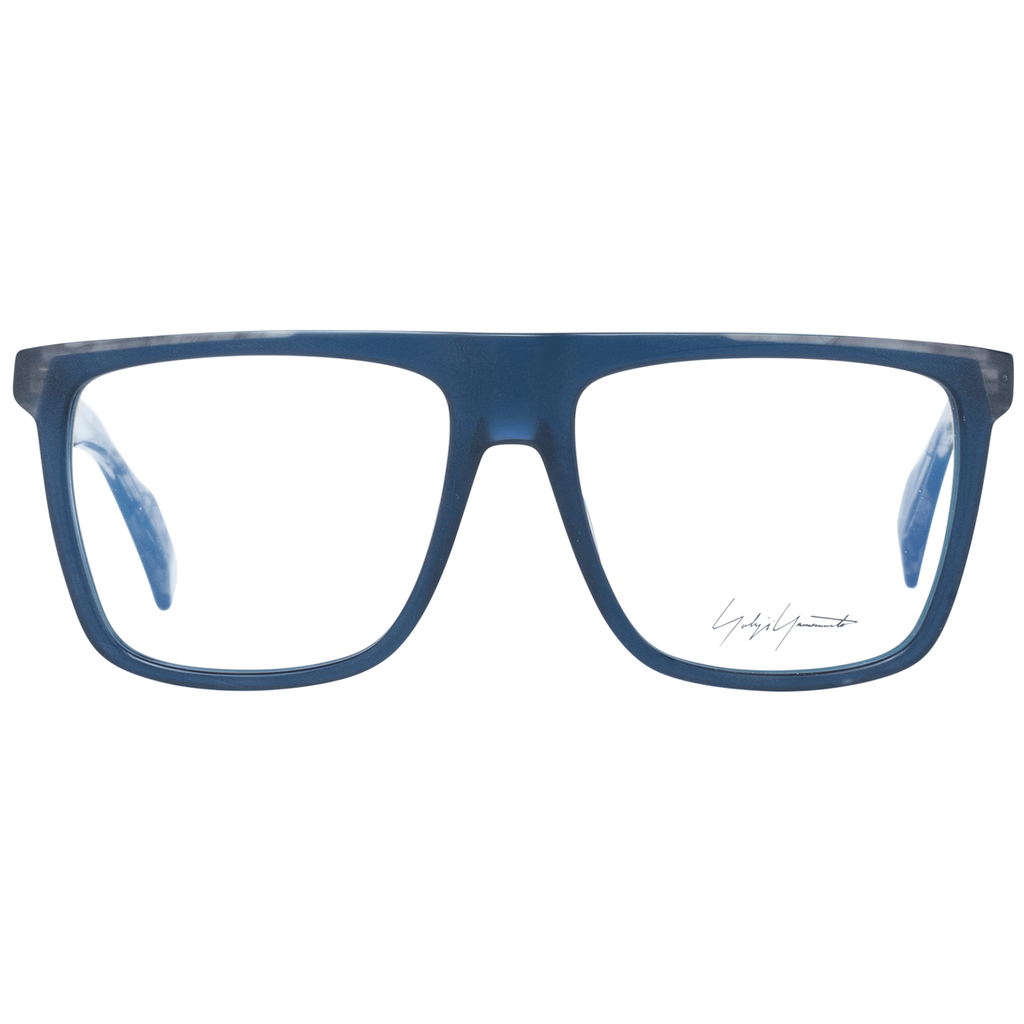 Yohji Yamamoto blue plastic eyeglass frames with sleek design and rounded edges, showcasing modern eyewear style.