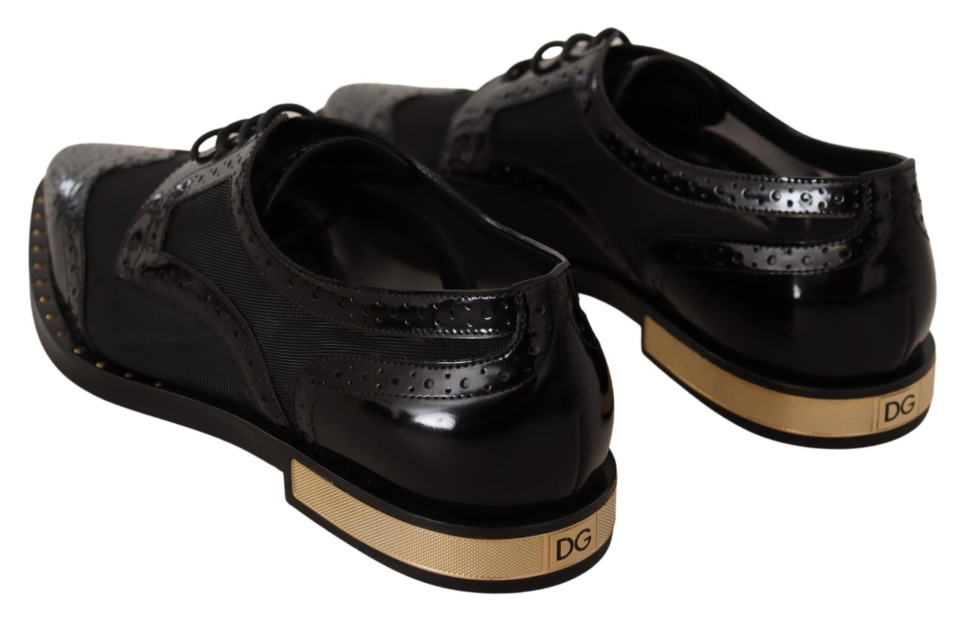 Dolce & Gabbana Black Leather Broques Sheer Wingtip Shoes Dolce & Gabbana