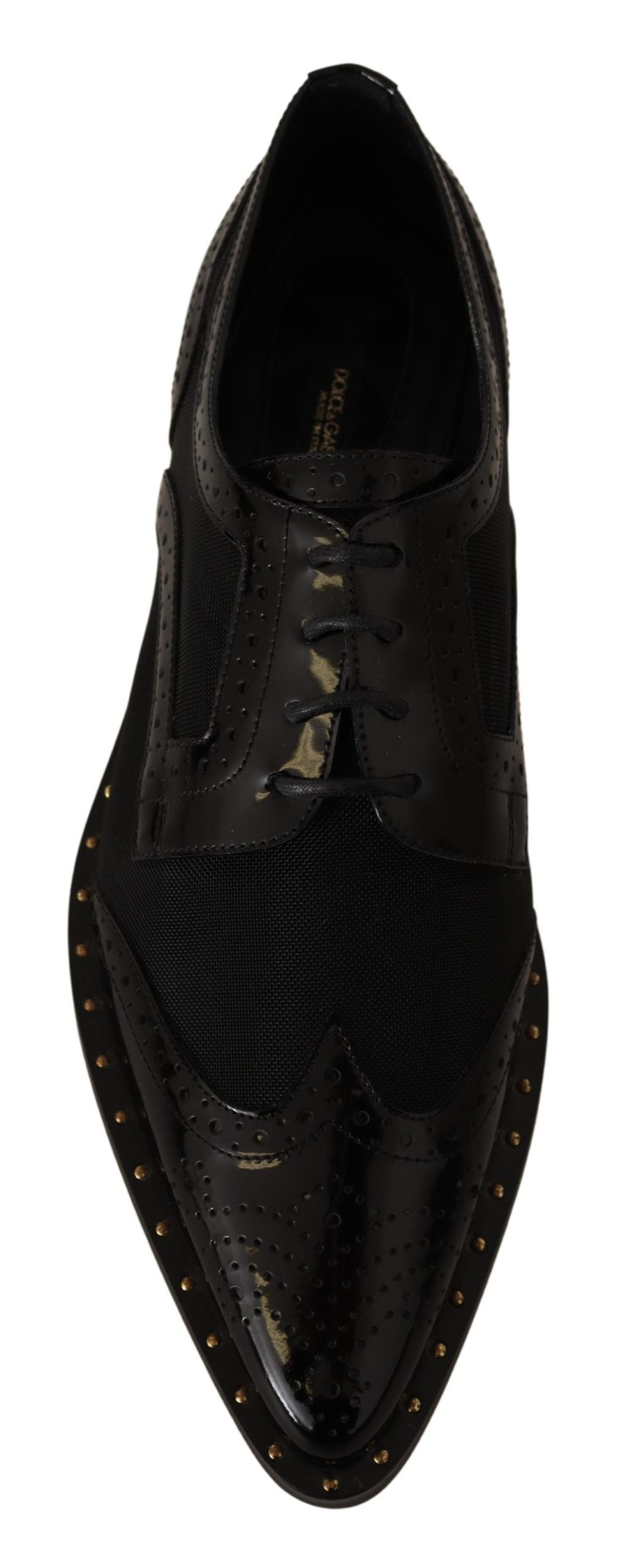 Dolce & Gabbana Black Leather Broques Sheer Wingtip Shoes Dolce & Gabbana