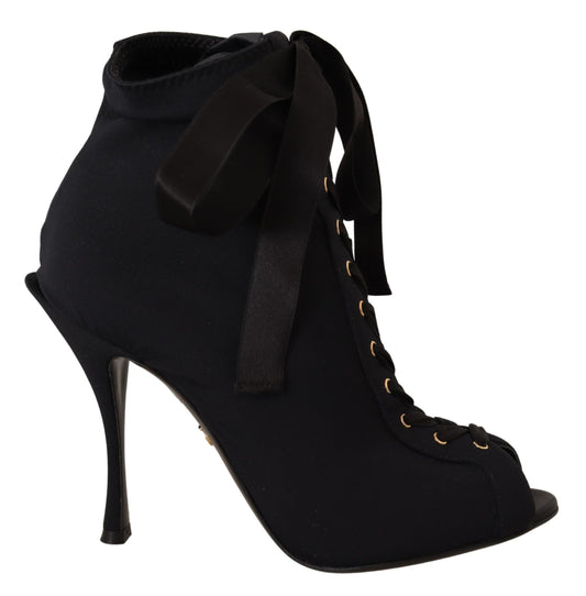 Dolce & Gabbana Black Stretch Short Ankle Boots Shoes Dolce & Gabbana
