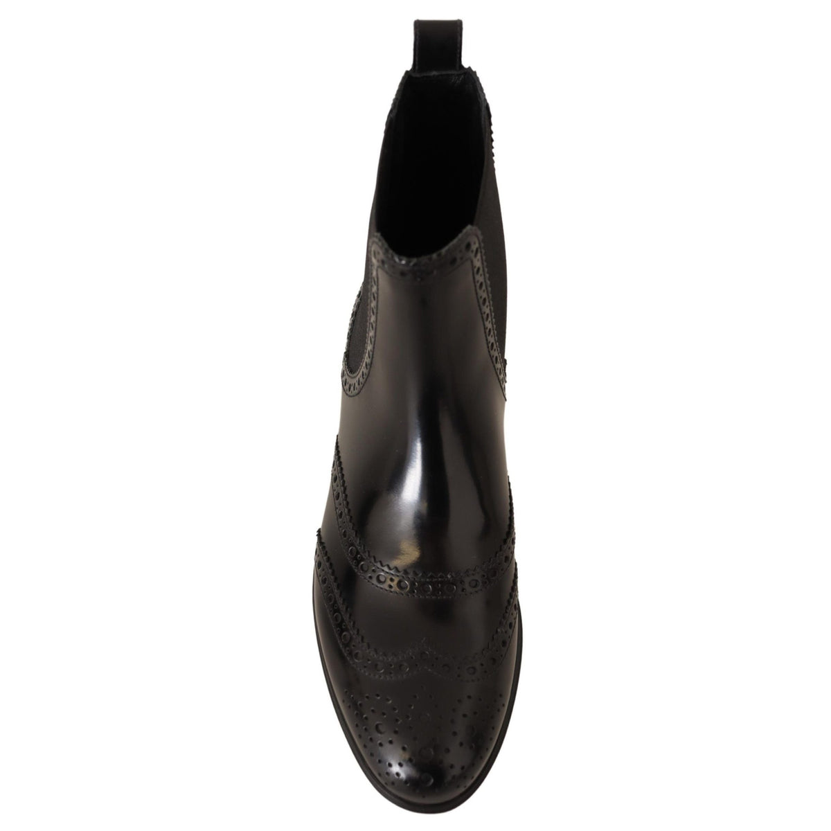Dolce & Gabbana Black Leather Ankle High Flat Boots Shoes
