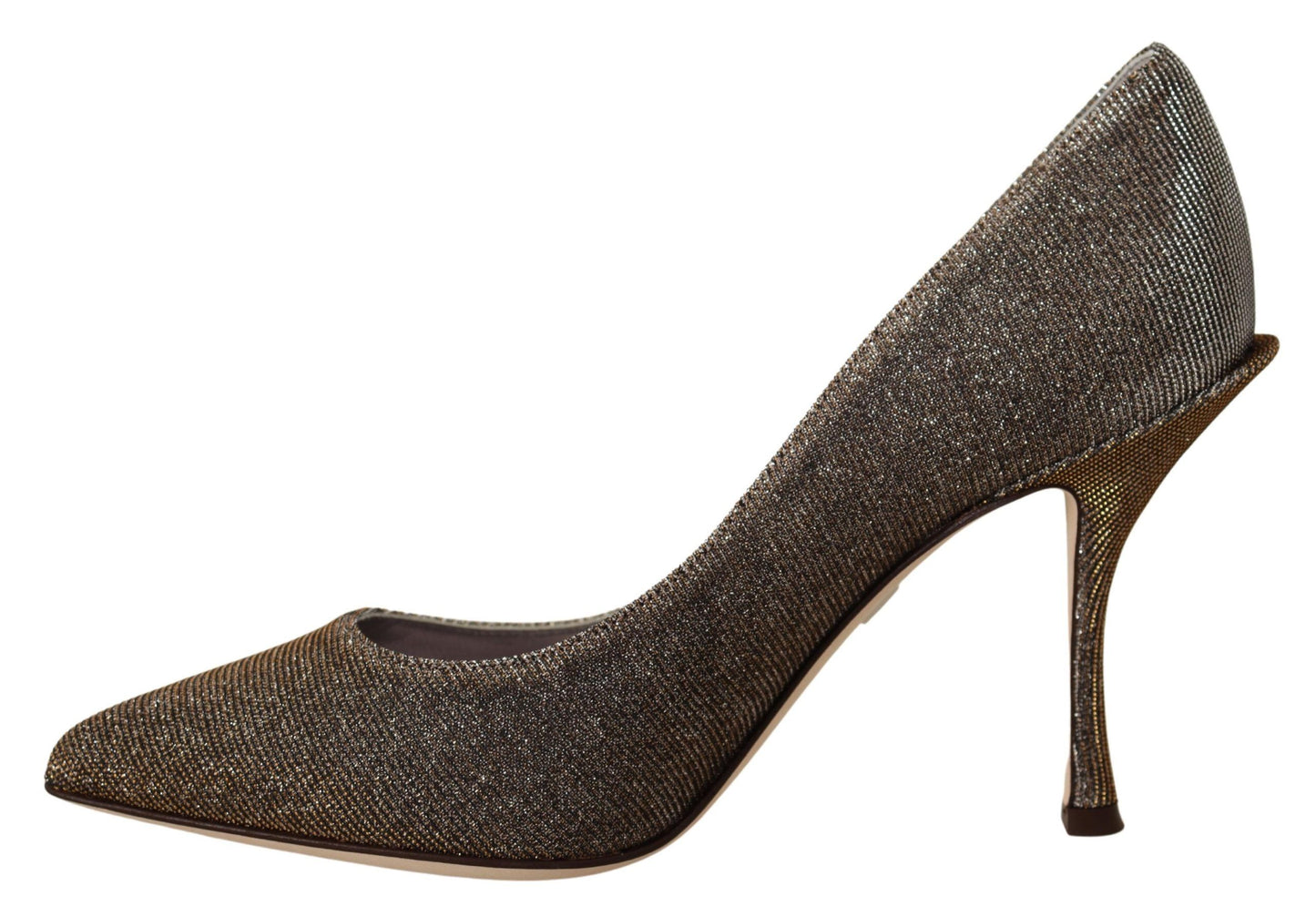 Dolce & Gabbana Gold Silver Fabric Heels Pumps Shoes Dolce & Gabbana