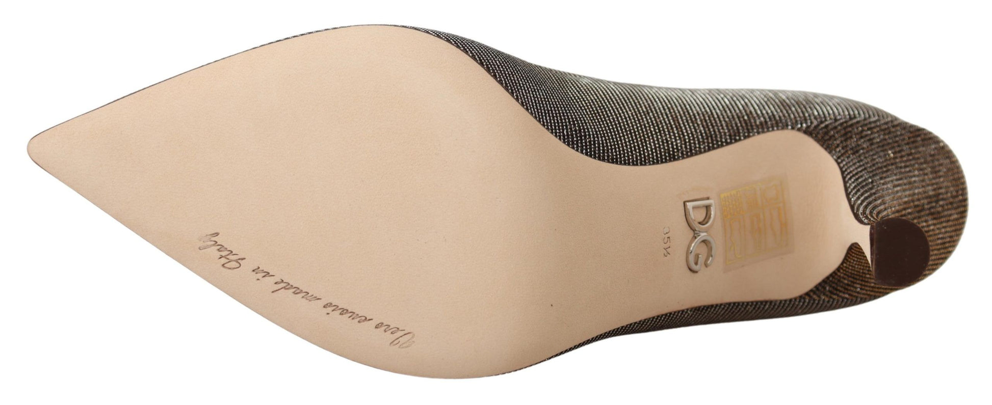 Dolce & Gabbana Gold Silver Fabric Heels Pumps Shoes Dolce & Gabbana