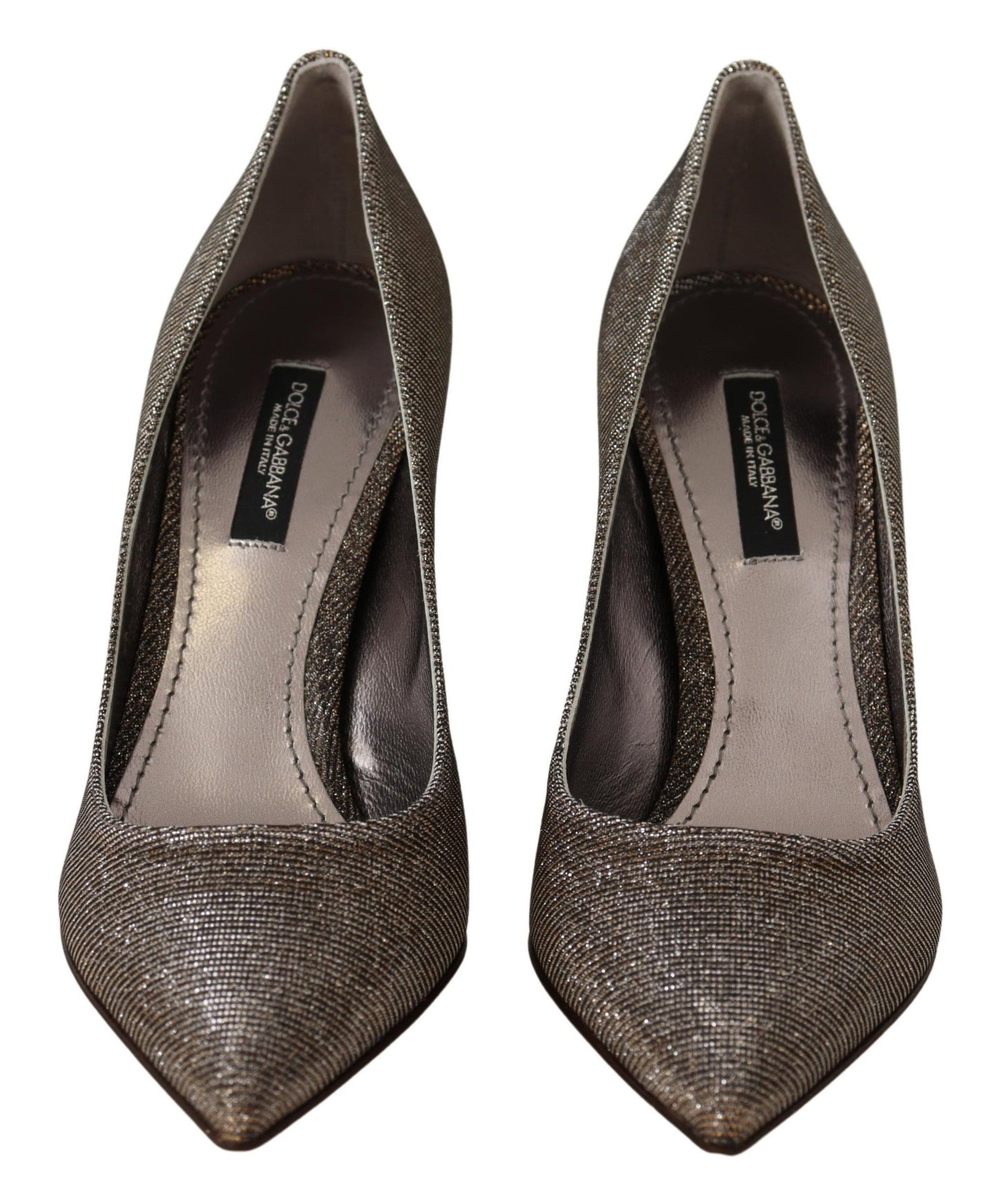 Dolce & Gabbana Gold Silver Fabric Heels Pumps Shoes Dolce & Gabbana
