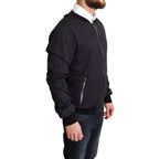 Dolce & Gabbana Blue Silk Coat Short Bomber Men Jacket