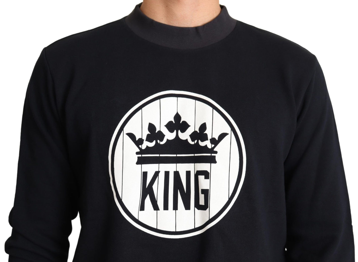 Dolce & Gabbana Blue Crown King Cotton Pullover Sweater Dolce & Gabbana