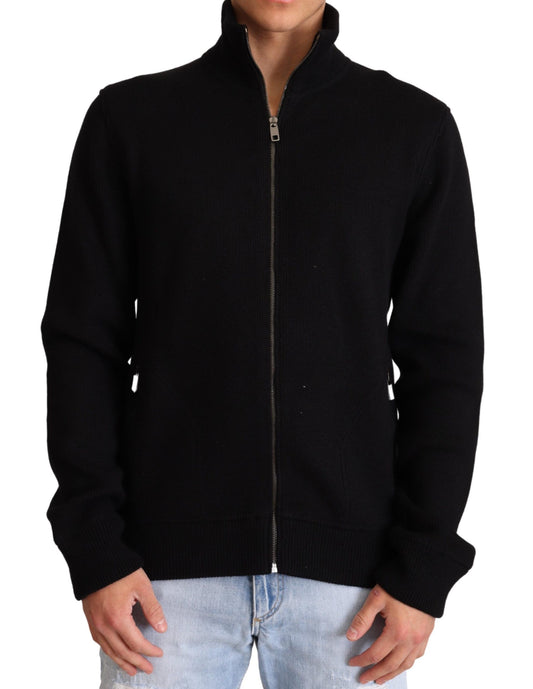 Dolce & Gabbana Black Cashmere Zipper Mens Sweater Dolce & Gabbana