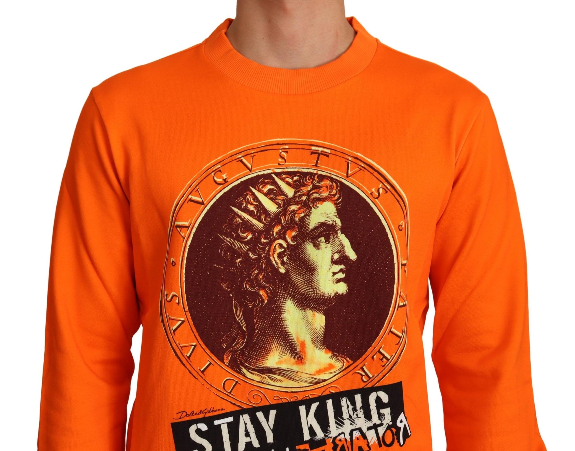 Dolce & Gabbana Orange King Ceasar Cotton Pullover Sweater Dolce & Gabbana