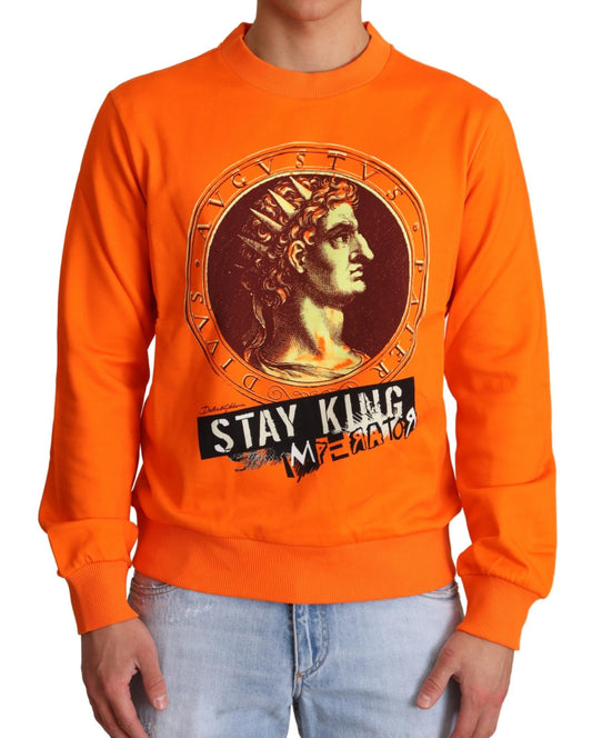 Dolce & Gabbana Orange King Ceasar Cotton Pullover Sweater Dolce & Gabbana