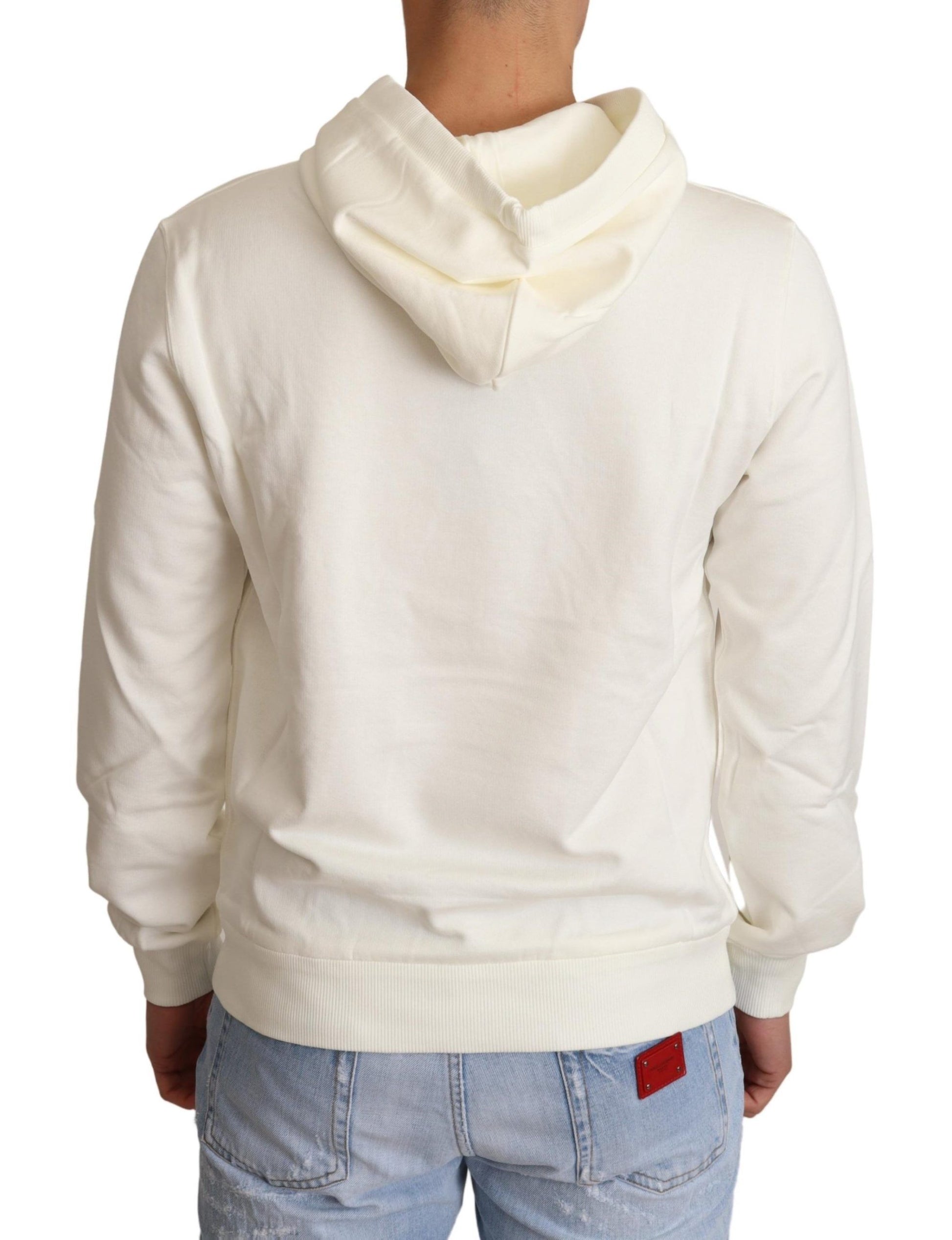 Dolce & Gabbana White King Ceasar Cotton Hooded Sweater Dolce & Gabbana