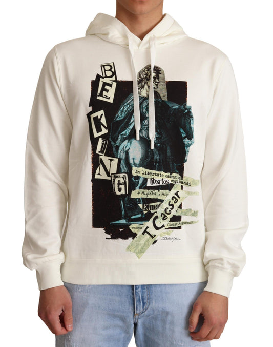 Dolce & Gabbana White King Ceasar Cotton Hooded Sweater Dolce & Gabbana