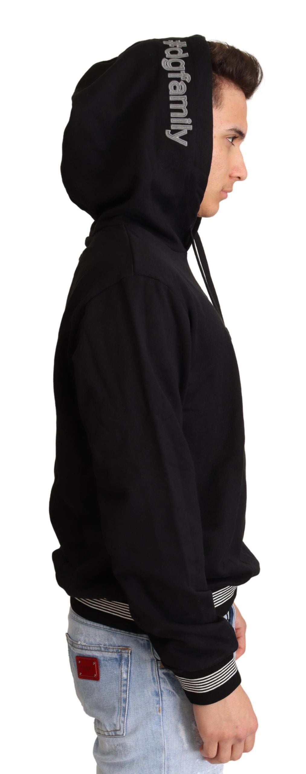 Dolce & Gabbana Black Cotton Hooded #dgfamily Sweater Dolce & Gabbana