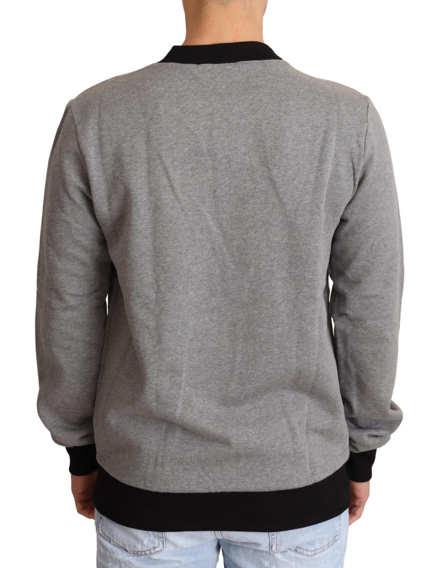 Dolce & Gabbana Gray Crown King Cotton Pullover Sweater Dolce & Gabbana