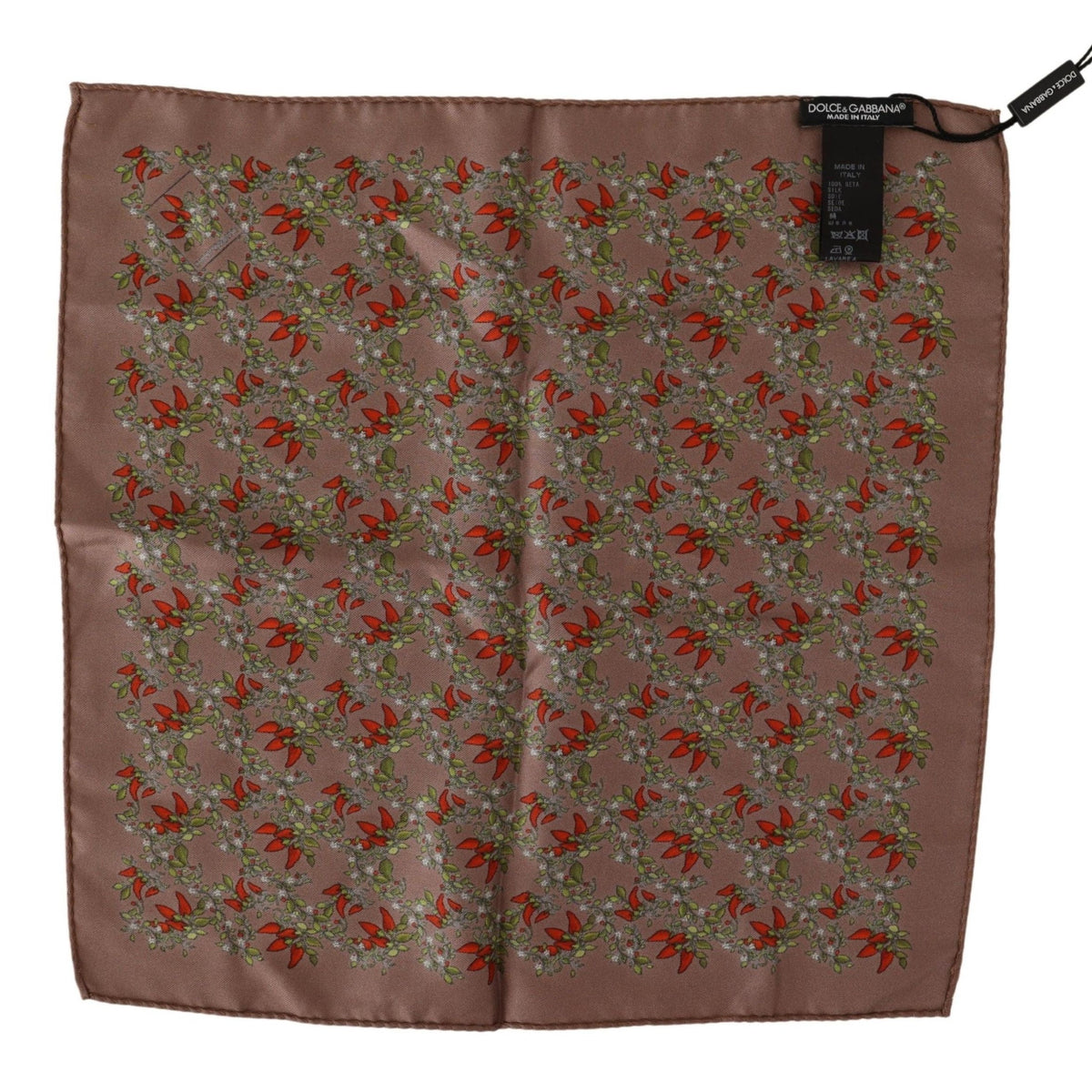 Dolce & Gabbana Brown Carrots Print Silk Handkerchief